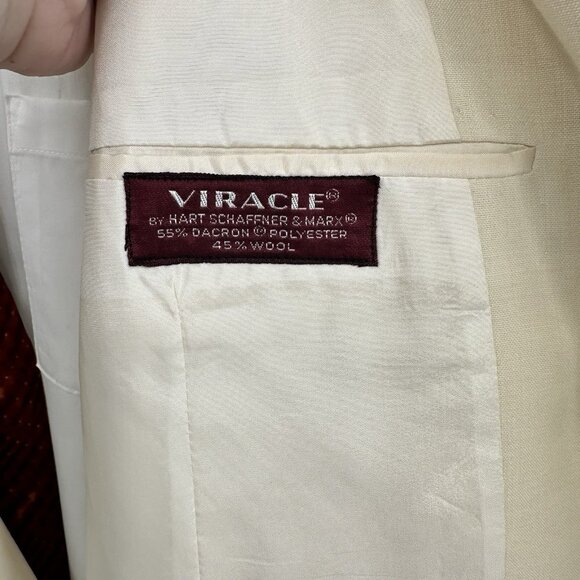 vintage 60s HART SCHAFFNER MARX dinner jacket blazer wool polyester ivory 42L - Picture 9 of 11